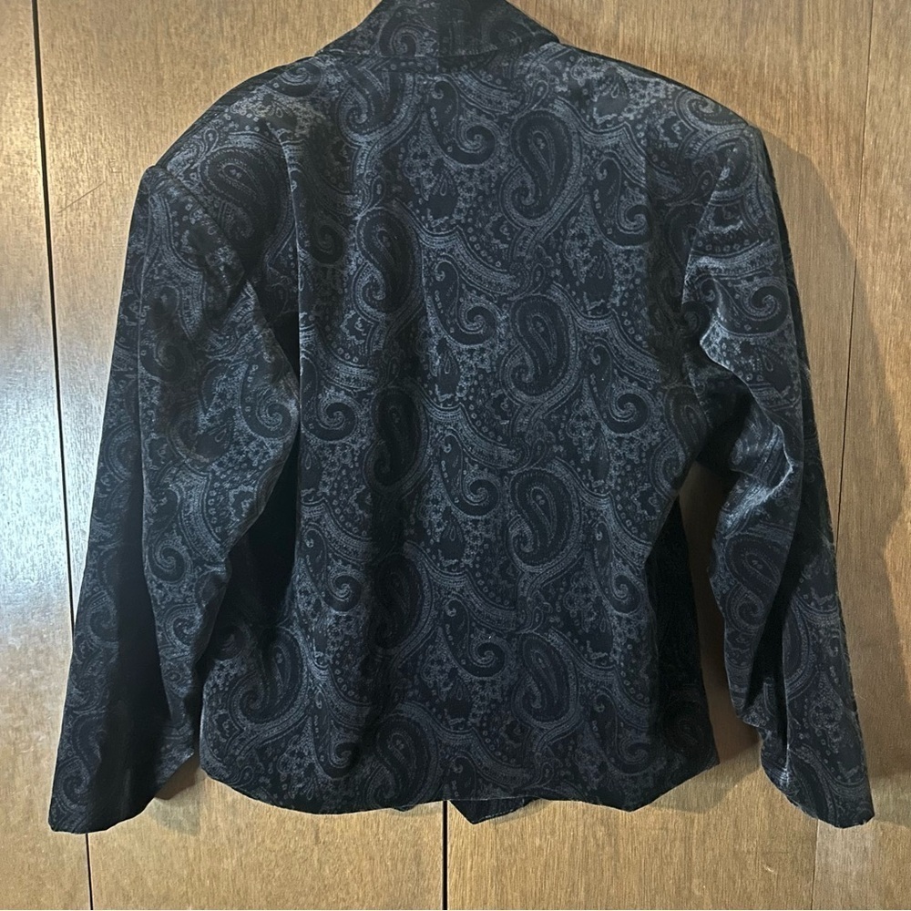 Vintage Le Chateau Evening Jacket Women's Black Velvet Paisley Button-Up Size M - Picture 5 of 7
